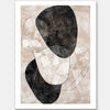 A modern abstract wall art print titled After It Rains II, featuring organic black, white, and taupe forms layered over a textured neutral background.