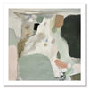 A soft abstract wall art print titled Traces of a Dream I, featuring fluid, organic brushstrokes in sage green, blush, beige, and dark green.
