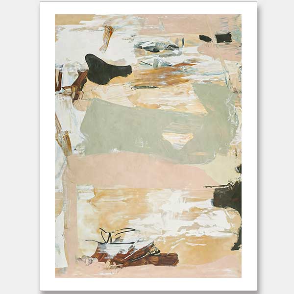 Modern abstract art Earth Echoes I showcasing blush, ivory, and green tones, perfect for contemporary interiors.
