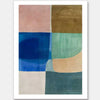 Abstract geometric art Sun Tiles II featuring calming blocks of blues, beige and sea green blocks for contemporary home decor.