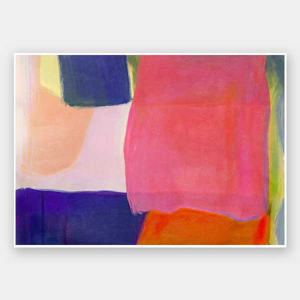 Abstract wall art Neon Dreams with vibrant pink, purple, orange, and green blocks for bold contemporary interiors.