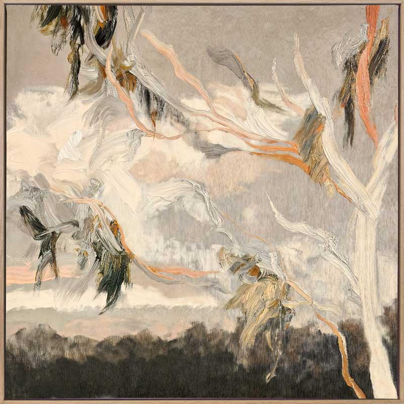 Evening Gum Leaves - Oak Box Frame Canvas - 30x30