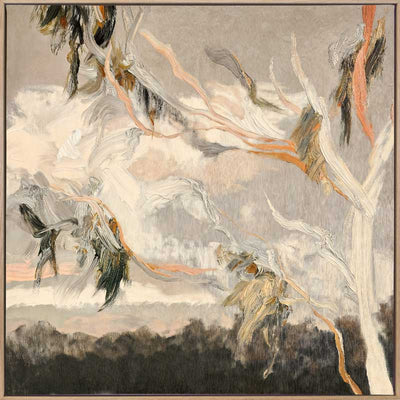 Evening Gum Leaves - Oak Box Frame Canvas - 30x30