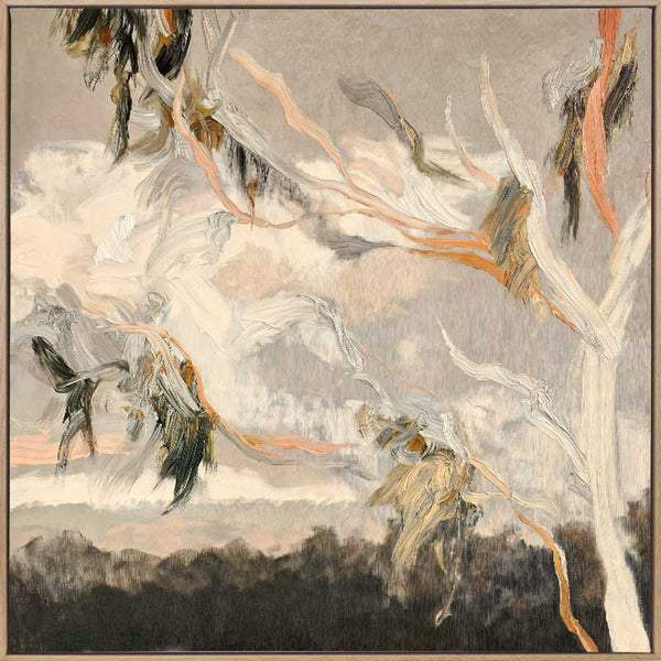 Evening Gum Leaves - Oak Box Frame Canvas - 30x30