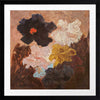 Abstract-style floral art depicting lush blooms in blush, charcoal, and yellow perfect for contemporary decor.