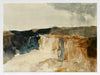 Australian coastal landscape artwork in muted blues, greys, and earthy tones, ideal for minimalist contemporary interiors.