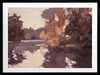 Landscape art of a tranquil lake scene with soft purples, peaches, and reflective waters ideal for contemporary decor.