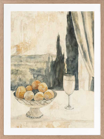 Afternoon Aperitivo & The Tuscan Villa - Frame Oak - With Mat - 84x105 - Portrait - Set of 2