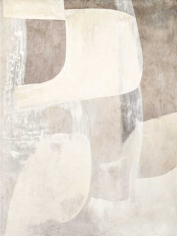 Minimalist abstract wall art featuring beige, ivory, and grey tones with gentle geometric shapes and textures for tranquil interiors.