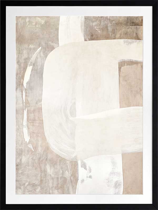 Minimalist abstract wall art featuring beige, ivory, and grey tones with gentle geometric shapes and textures for tranquil interiors.