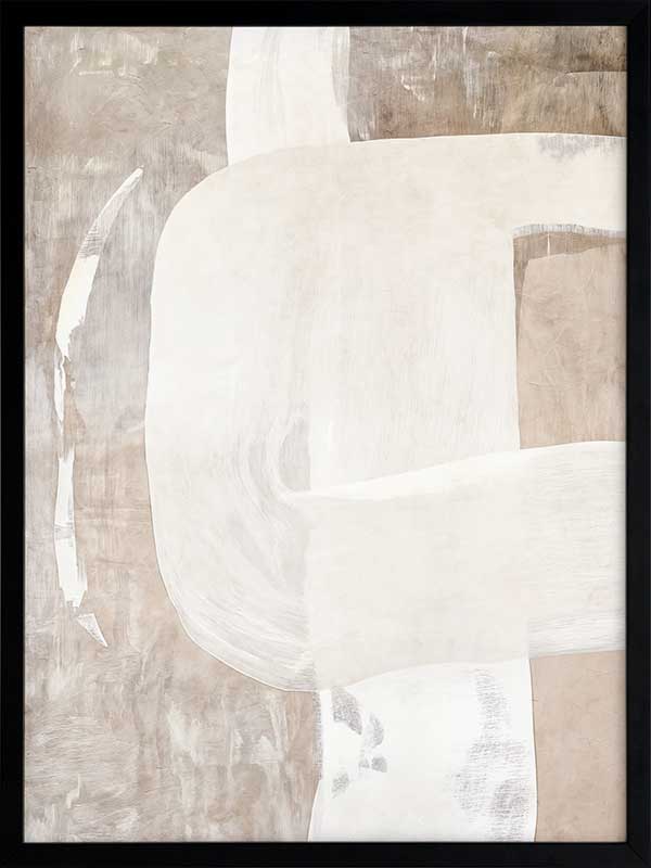 Minimalist abstract wall art featuring beige, ivory, and grey tones with gentle geometric shapes and textures for tranquil interiors.