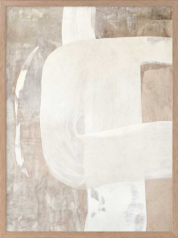 Minimalist abstract wall art featuring beige, ivory, and grey tones with gentle geometric shapes and textures for tranquil interiors.