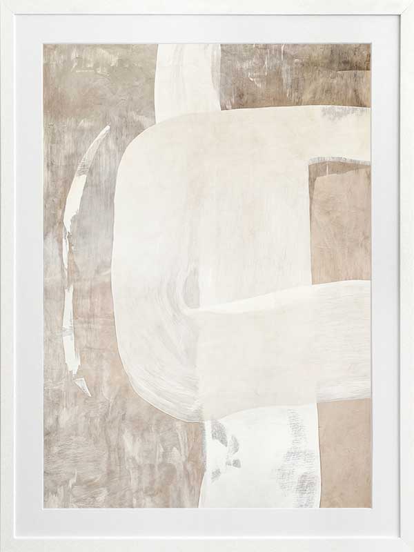 Minimalist abstract wall art featuring beige, ivory, and grey tones with gentle geometric shapes and textures for tranquil interiors.