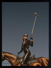 Photographic wall art of a glamorous woman polo player on horseback capturing equestrian style in sophisticated tones.