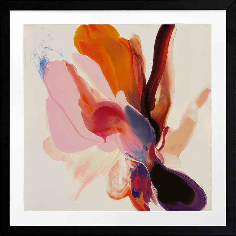 Vibrant abstract floral wall art featuring playful, fluid forms in warm tones, perfect for contemporary spaces.