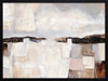 Abstract landscape art featuring muted beige, grey, and brown tones capturing rural beauty and rustic sophistication.