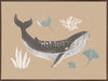 Soft-toned underwater artwork featuring a whale shark and ocean flora in brown and black from the Little Tails Collection by Urban Road.