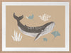 Soft-toned underwater artwork featuring a whale shark and ocean flora in brown and black from the Little Tails Collection by Urban Road.