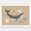Soft-toned underwater artwork featuring a whale shark and ocean flora in brown and black from the Little Tails Collection by Urban Road.