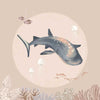 A dreamy underwater scene featuring a whale shark surrounded by fish and corals under soft moonlight tones, part of the Little Tails Collection by Urban Road.