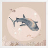 A dreamy underwater scene featuring a whale shark surrounded by fish and corals under soft moonlight tones, part of the Little Tails Collection by Urban Road.
