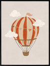 An orange hot air balloon drifts among soft clouds in a whimsical neutral scene, from the Little Tails Collection by Urban Road.