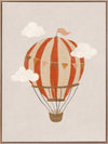 An orange hot air balloon drifts among soft clouds in a whimsical neutral scene, from the Little Tails Collection by Urban Road.