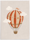An orange hot air balloon drifts among soft clouds in a whimsical neutral scene, from the Little Tails Collection by Urban Road.
