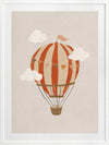 An orange hot air balloon drifts among soft clouds in a whimsical neutral scene, from the Little Tails Collection by Urban Road.