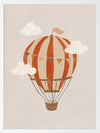 An orange hot air balloon drifts among soft clouds in a whimsical neutral scene, from the Little Tails Collection by Urban Road.