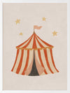 Striped circus tent with stars and a little flag rendered in soft neutral orange tones, from the Little Tails Collection by Urban Road.