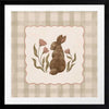 A sweet brown bunny framed by flowers and leaves on a soft green gingham backdrop, from the Little Tails Collection by Urban Road.