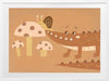 A smiling crocodile meets a curious snail among large mushrooms in warm brown-orange tones, from the Little Tails Collection by Urban Road.
