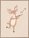 A sweet deer plays a little flute with musical notes drifting in soft neutral browns, from the Little Tails Collection by Urban Road.