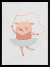 A pig ballerina in a tutu twirls a ribbon wand with tiny stars in blue and pink accents, from the Little Tails Collection by Urban Road.