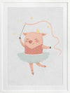 A pig ballerina in a tutu twirls a ribbon wand with tiny stars in blue and pink accents, from the Little Tails Collection by Urban Road.