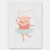 A pig ballerina in a tutu twirls a ribbon wand with tiny stars in blue and pink accents, from the Little Tails Collection by Urban Road.