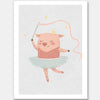 A pig ballerina in a tutu twirls a ribbon wand with tiny stars in blue and pink accents, from the Little Tails Collection by Urban Road.