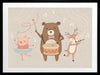 A joyous forest band with a drumming bear, violin-playing deer and dancing pig creates music in soft grey-brown tones, from the Little Tails Collection by Urban Road.