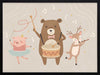 A joyous forest band with a drumming bear, violin-playing deer and dancing pig creates music in soft grey-brown tones, from the Little Tails Collection by Urban Road.