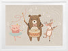 A joyous forest band with a drumming bear, violin-playing deer and dancing pig creates music in soft grey-brown tones, from the Little Tails Collection by Urban Road.