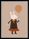 Sweet rabbit in a striped dress holding an orange balloon against a soft neutral background, from the Little Tails Collection by Urban Road.