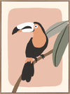 Friendly toucan perched on a branch with large leaves and a blush pastel surround, from the Little Tails Collection by Urban Road.