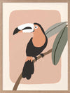 Friendly toucan perched on a branch with large leaves and a blush pastel surround, from the Little Tails Collection by Urban Road.