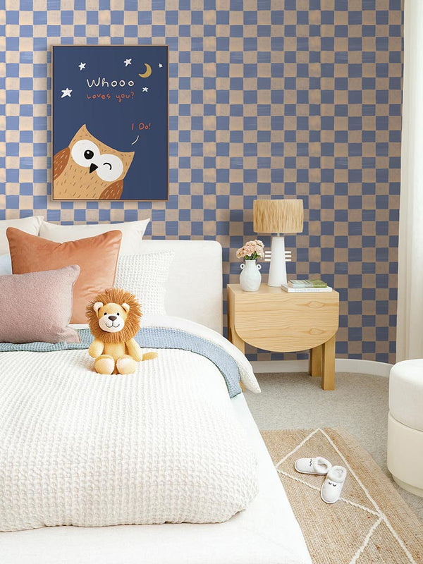 Whooo Loves You? I Do! Blue Canvas Art Print | Lifestyle