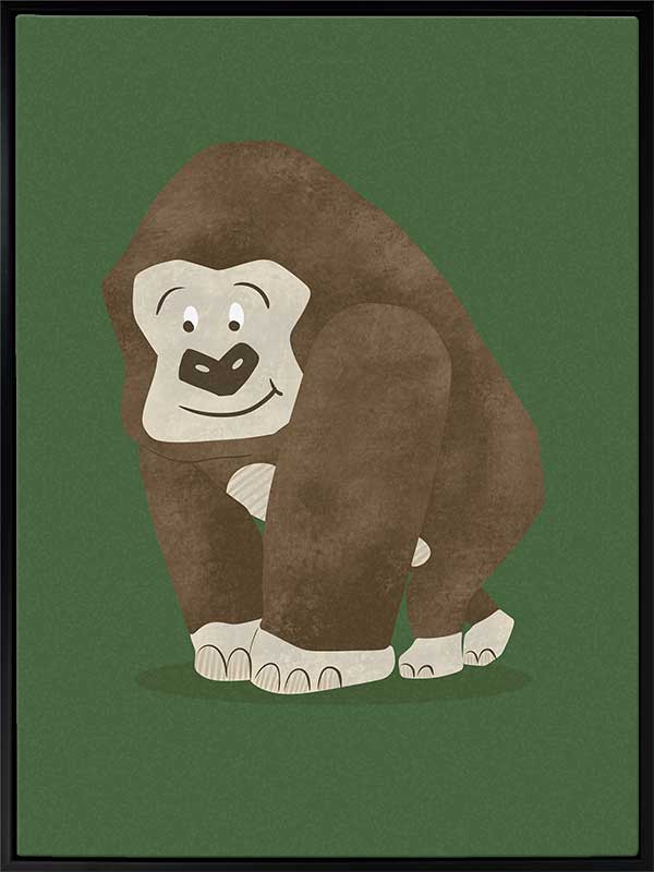 Gentle gorilla “Grady” sits against a deep green backdrop, from the Little Tails Collection by Urban Road.
