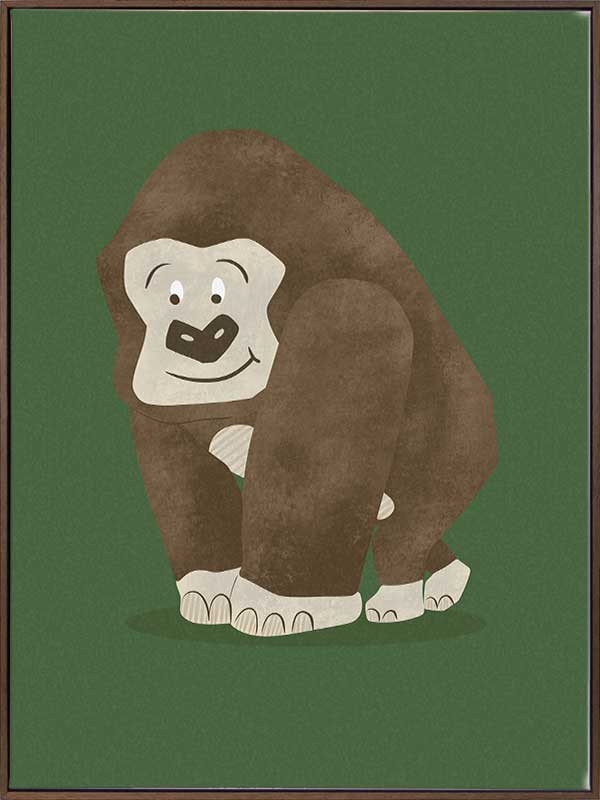 Gentle gorilla “Grady” sits against a deep green backdrop, from the Little Tails Collection by Urban Road.