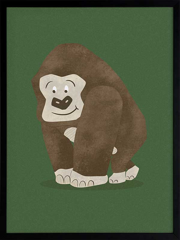 Gentle gorilla “Grady” sits against a deep green backdrop, from the Little Tails Collection by Urban Road.