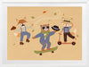 Cool animal trio skate and dance to the beat on a vibrant orange ground, from the Little Tails Collection by Urban Road.