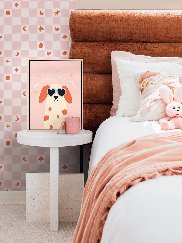 Pawsitive Vibes Only Pink Canvas Art Print | Lifestyle